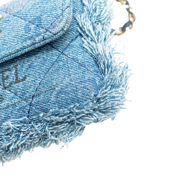 シャネル マトラッセ ココマーク  チェーン ショルダーバッグ インディゴブルー ゴールド金具 デニム レディース CHANEL 【中古】