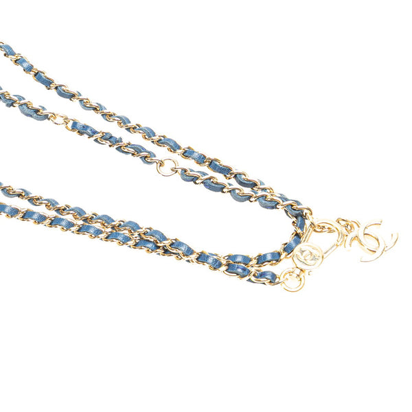 シャネル マトラッセ ココマーク  チェーン ショルダーバッグ インディゴブルー ゴールド金具 デニム レディース CHANEL 【中古】