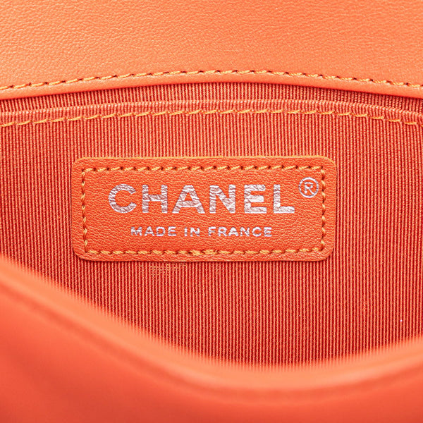 シャネル ボーイシャネル ココマーク チェーン ショルダーバッグ コーラルオレンジ マルチカラー ツイード レザー レディース CHANEL 【中古】
