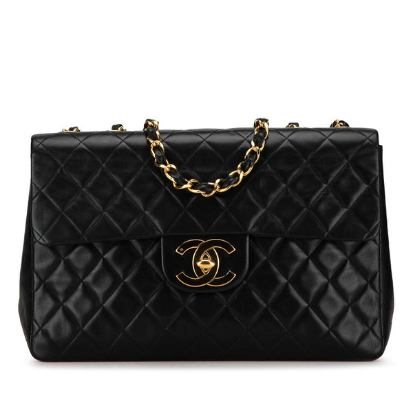 シャネル マトラッセ 34 ココマーク チェーン ショルダーバッグ ブラック ラムスキン レディース CHANEL 【中古】