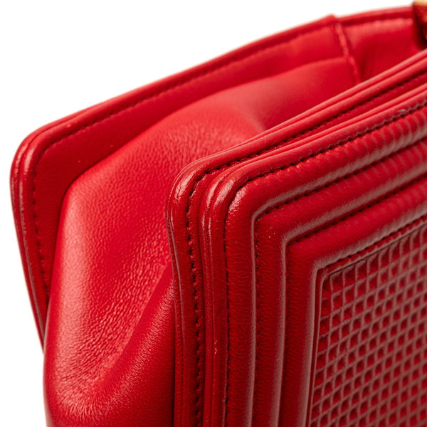 シャネル ボーイシャネル ココマーク チェーン ショルダーバッグ ハンドバッグ レッド  レザー レディース CHANEL 【中古】