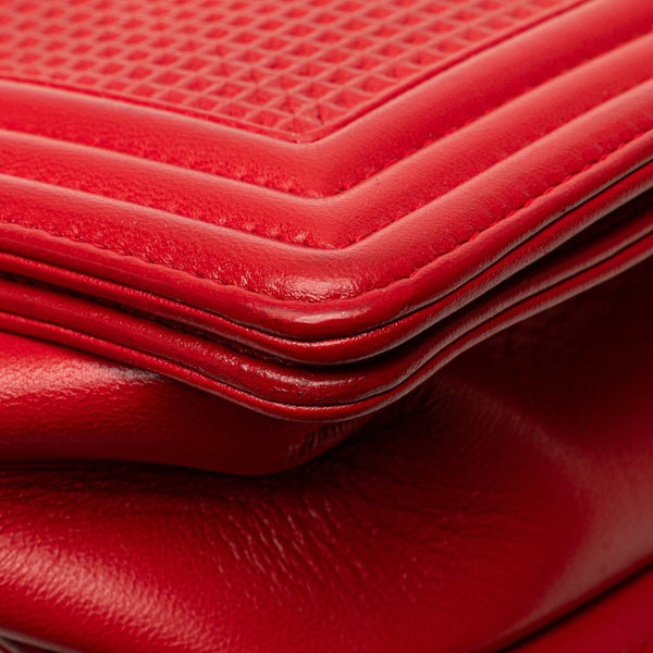 シャネル ボーイシャネル ココマーク チェーン ショルダーバッグ ハンドバッグ レッド  レザー レディース CHANEL 【中古】