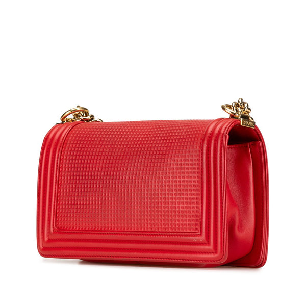 シャネル ボーイシャネル ココマーク チェーン ショルダーバッグ ハンドバッグ レッド  レザー レディース CHANEL 【中古】