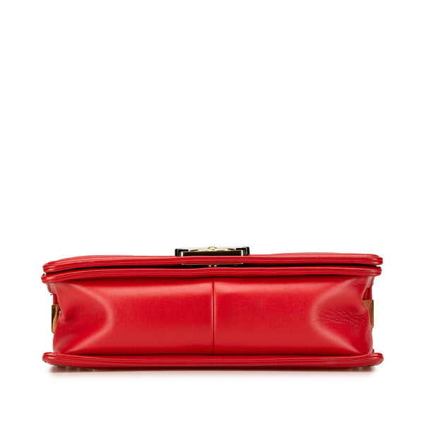 シャネル ボーイシャネル ココマーク チェーン ショルダーバッグ ハンドバッグ レッド  レザー レディース CHANEL 【中古】