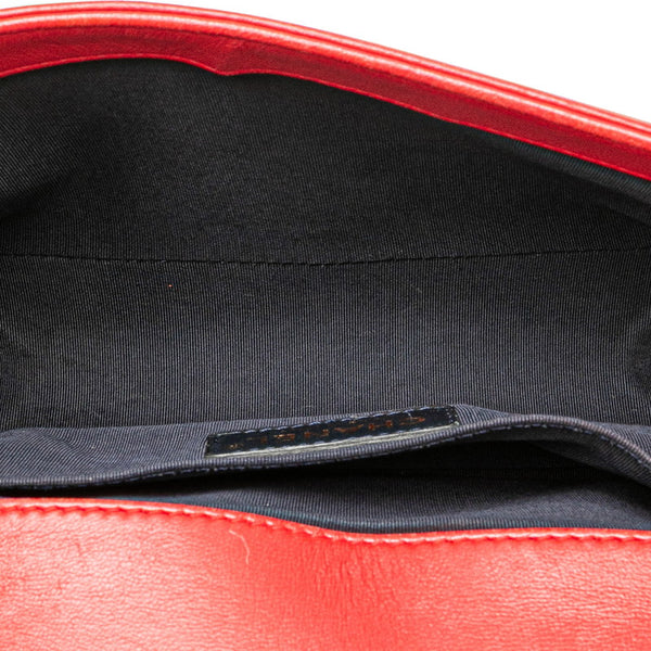 シャネル ボーイシャネル ココマーク チェーン ショルダーバッグ ハンドバッグ レッド  レザー レディース CHANEL 【中古】