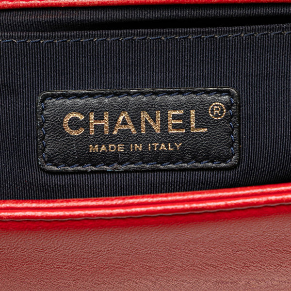 シャネル ボーイシャネル ココマーク チェーン ショルダーバッグ ハンドバッグ レッド  レザー レディース CHANEL 【中古】