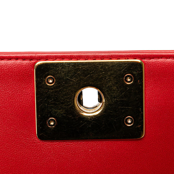 シャネル ボーイシャネル ココマーク チェーン ショルダーバッグ ハンドバッグ レッド  レザー レディース CHANEL 【中古】