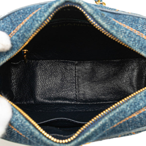 シャネル マトラッセ ココマーク  チェーン ショルダーバッグ インディゴブルー ゴールド金具 デニム レディース CHANEL 【中古】