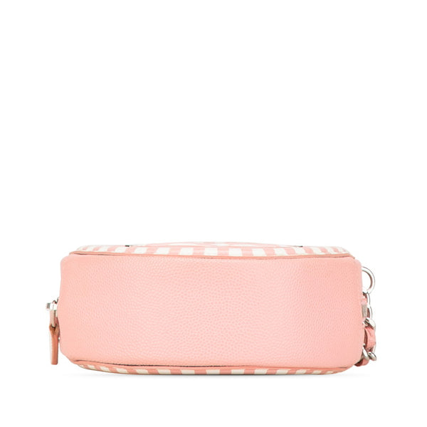 シャネル マトラッセ CCフィリグリー チェーン ポーチ ミニショルダーバッグ クロスボディバッグ ピンク ホワイト キャビアスキン レディース CHANEL 【中古】