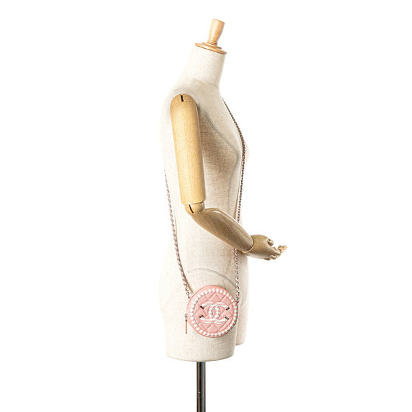 シャネル マトラッセ CCフィリグリー チェーン ポーチ ミニショルダーバッグ クロスボディバッグ ピンク ホワイト キャビアスキン レディース CHANEL 【中古】