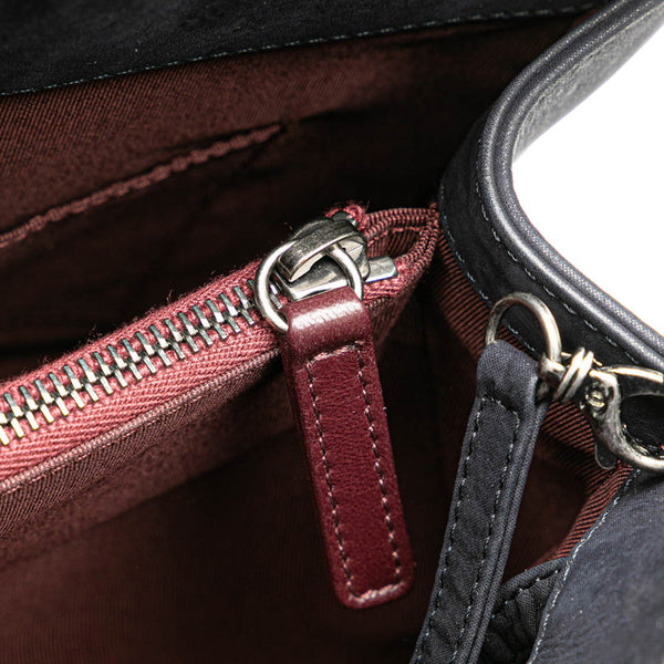 シャネル ボーイシャネル チェーン ハンドバッグ ブラック ホワイト ムートン レザー レディース CHANEL 【中古】