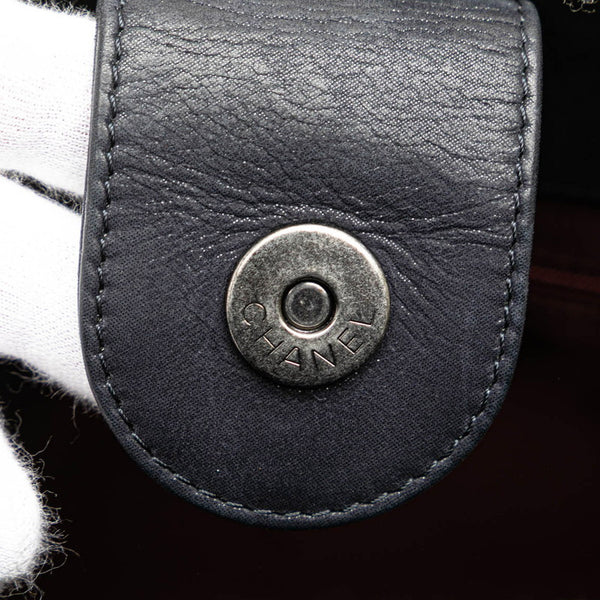 シャネル ボーイシャネル チェーン ハンドバッグ ブラック ホワイト ムートン レザー レディース CHANEL 【中古】