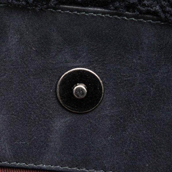 シャネル ボーイシャネル チェーン ハンドバッグ ブラック ホワイト ムートン レザー レディース CHANEL 【中古】