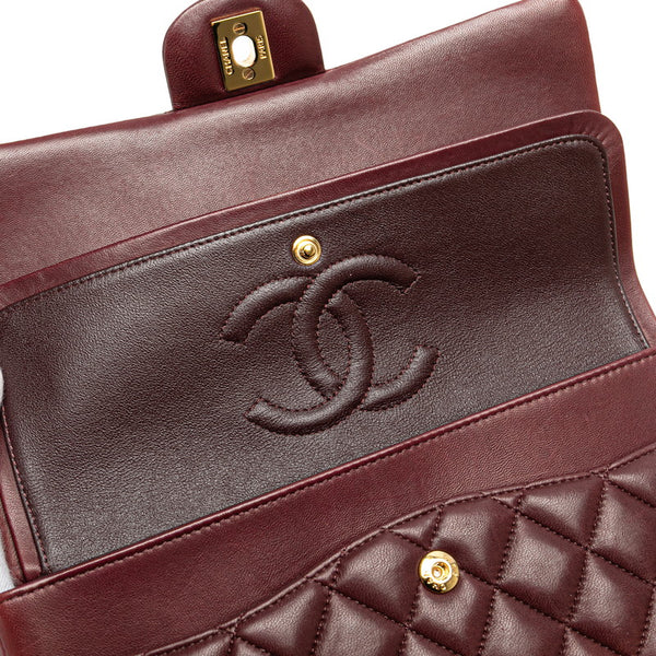 シャネル マトラッセ ココマーク Wフラップ チェーン ショルダーバッグ ハンドバッグ ワインレッド パープル ラムスキン レディース CHANEL 【中古】