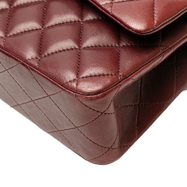 シャネル マトラッセ ココマーク Wフラップ チェーン ショルダーバッグ ハンドバッグ ワインレッド パープル ラムスキン レディース CHANEL 【中古】