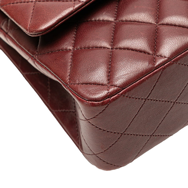 シャネル マトラッセ ココマーク Wフラップ チェーン ショルダーバッグ ハンドバッグ ワインレッド パープル ラムスキン レディース CHANEL 【中古】