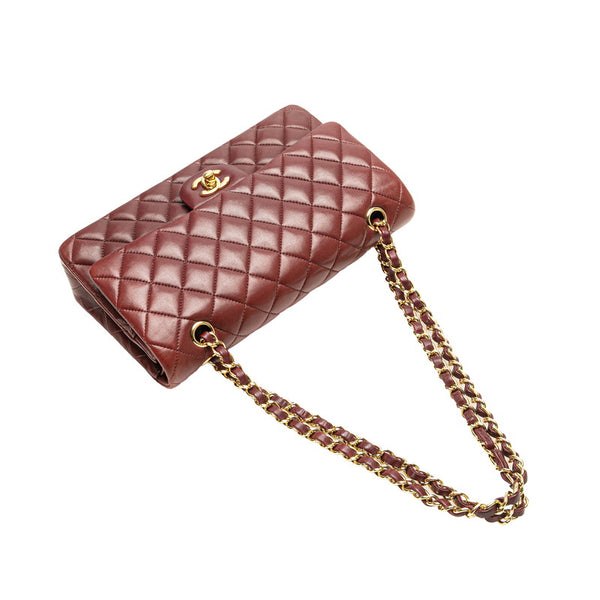 シャネル マトラッセ ココマーク Wフラップ チェーン ショルダーバッグ ハンドバッグ ワインレッド パープル ラムスキン レディース CHANEL 【中古】