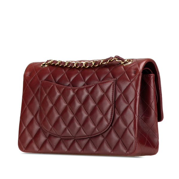 シャネル マトラッセ ココマーク Wフラップ チェーン ショルダーバッグ ハンドバッグ ワインレッド パープル ラムスキン レディース CHANEL 【中古】