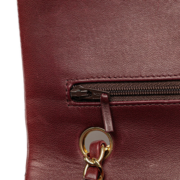 シャネル マトラッセ ココマーク Wフラップ チェーン ショルダーバッグ ハンドバッグ ワインレッド パープル ラムスキン レディース CHANEL 【中古】