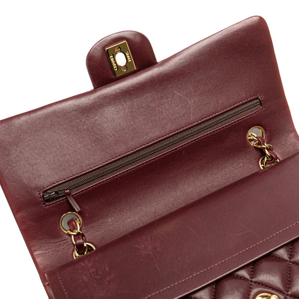 シャネル マトラッセ ココマーク Wフラップ チェーン ショルダーバッグ ハンドバッグ ワインレッド パープル ラムスキン レディース CHANEL 【中古】