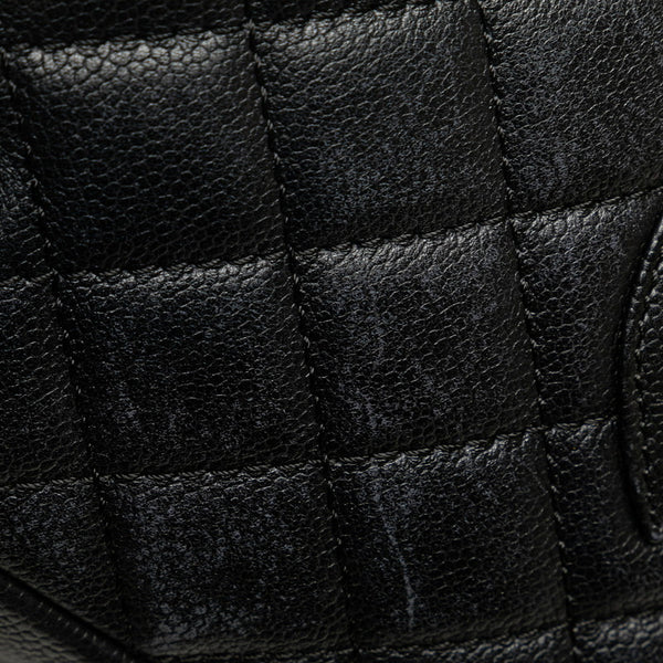 シャネル マトラッセ ココマーク CC PSTチェーントート ショルダーバッグ ブラック シルバー キャビアスキン レディース CHANEL 【中古】