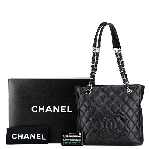 シャネル マトラッセ ココマーク CC PSTチェーントート ショルダーバッグ ブラック シルバー キャビアスキン レディース CHANEL 【中古】