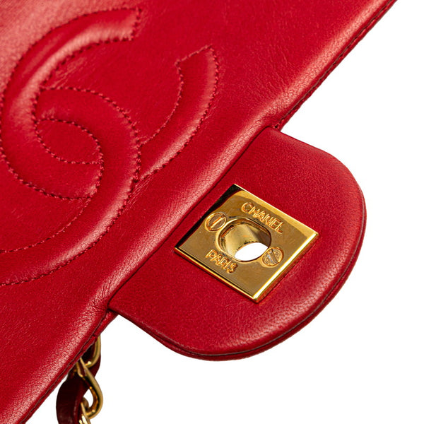 シャネル マトラッセ 17 ココマーク チェーン ショルダーバッグ レッド ラムスキン レディース CHANEL 【中古】