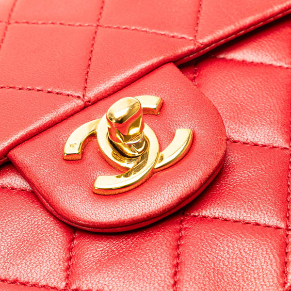 シャネル マトラッセ 17 ココマーク チェーン ショルダーバッグ レッド ラムスキン レディース CHANEL 【中古】