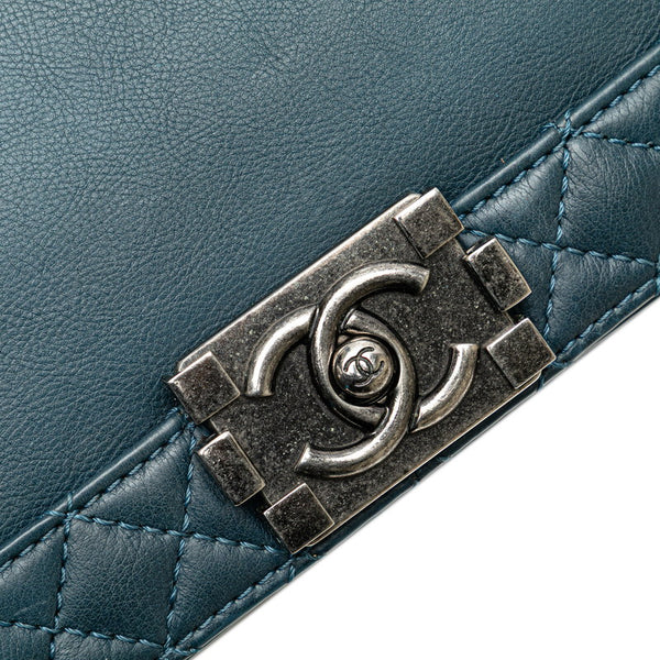 シャネル ボーイシャネル ココマーク チェーンショルダーバッグ ブルー レザー レディース CHANEL 【中古】