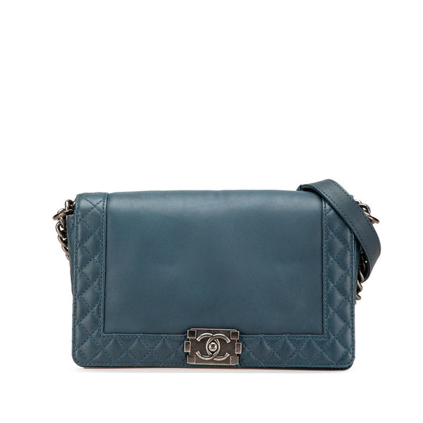 シャネル ボーイシャネル ココマーク チェーンショルダーバッグ ブルー レザー レディース CHANEL 【中古】