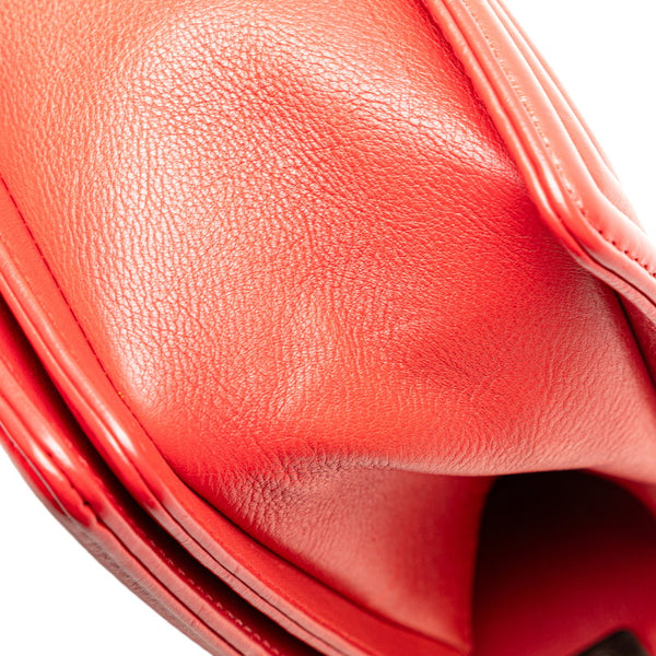 シャネル ボーイシャネル25 ワイルドステッチ 斜め掛け チェーン ショルダーバッグ レッド ラムスキン レディース CHANEL 【中古】