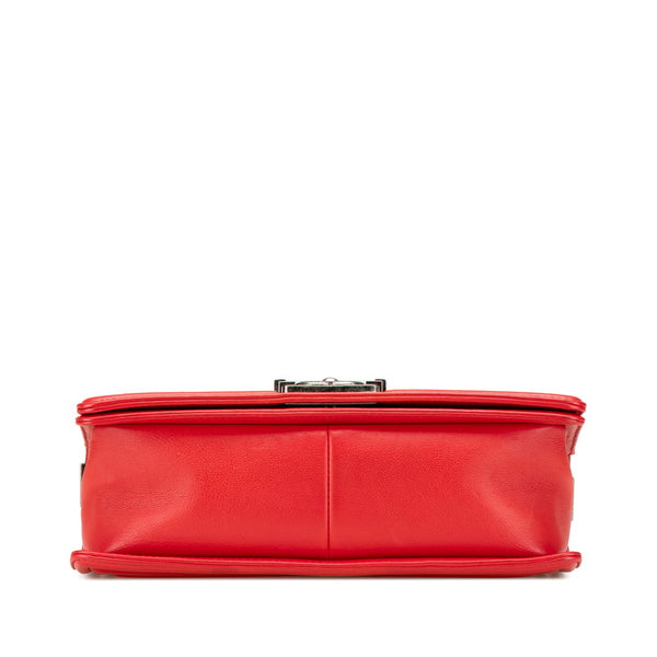 シャネル ボーイシャネル25 ワイルドステッチ 斜め掛け チェーン ショルダーバッグ レッド ラムスキン レディース CHANEL 【中古】