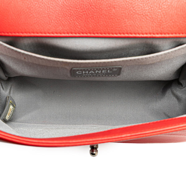 シャネル ボーイシャネル25 ワイルドステッチ 斜め掛け チェーン ショルダーバッグ レッド ラムスキン レディース CHANEL 【中古】