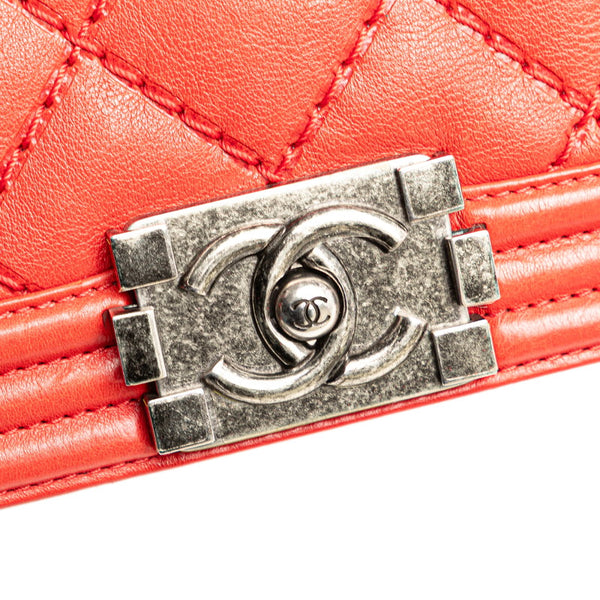 シャネル ボーイシャネル25 ワイルドステッチ 斜め掛け チェーン ショルダーバッグ レッド ラムスキン レディース CHANEL 【中古】