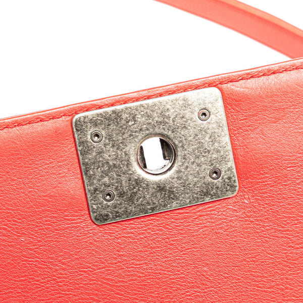 シャネル ボーイシャネル25 ワイルドステッチ 斜め掛け チェーン ショルダーバッグ レッド ラムスキン レディース CHANEL 【中古】