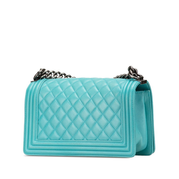 シャネル ボーイシャネル25 ワイルドステッチ チェーン ショルダーバッグ ライトブルー ラムスキン レディース CHANEL 【中古】