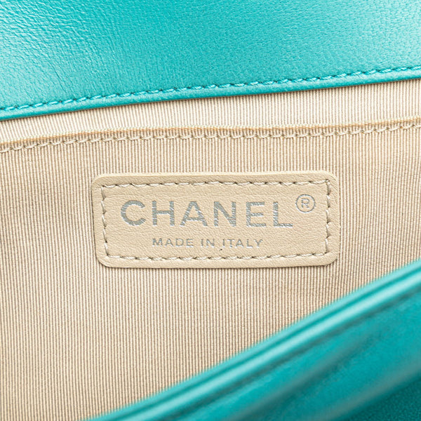 シャネル ボーイシャネル25 ワイルドステッチ チェーン ショルダーバッグ ライトブルー ラムスキン レディース CHANEL 【中古】