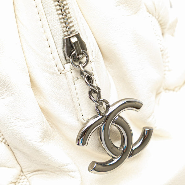 シャネル バブルキルト ココマーク チェーン ワンショルダーバッグ ホワイト ラムスキン レディース CHANEL 【中古】