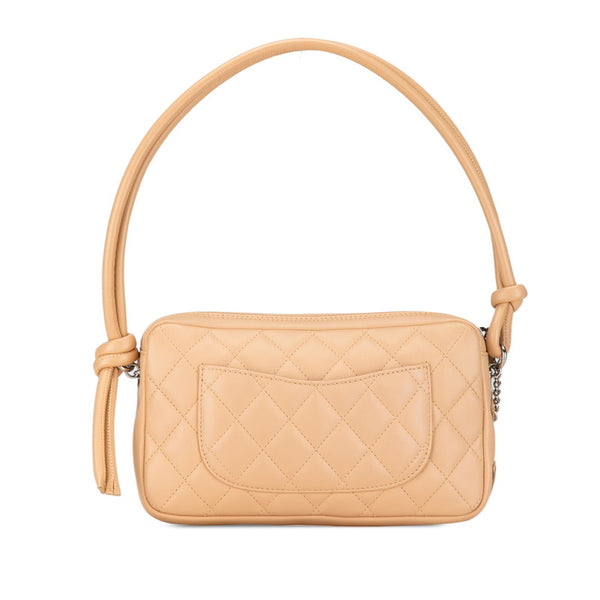 シャネル マトラッセ カンボンライン ココマーク ポーチ ベージュ イエロー レザー レディース CHANEL 【中古】