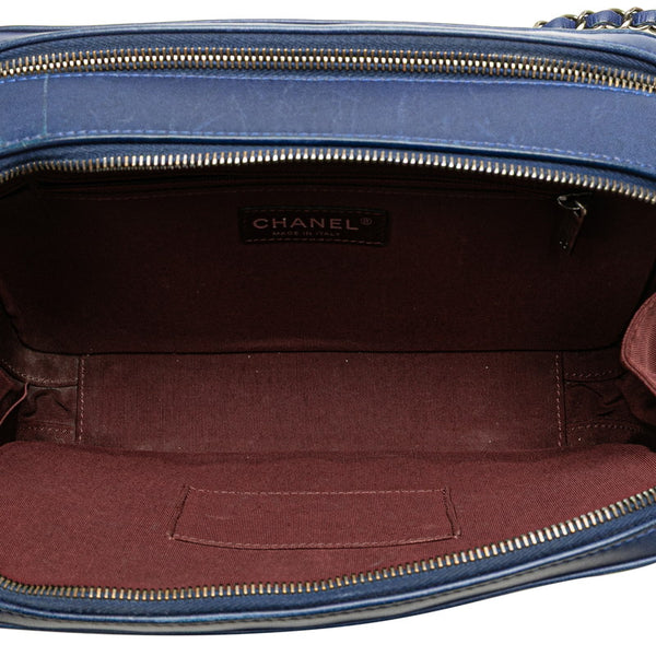 シャネル ボーイシャネル チェーン ショルダーバッグ カメラバッグ ネイビー ラムスキン レディース CHANEL 【中古】