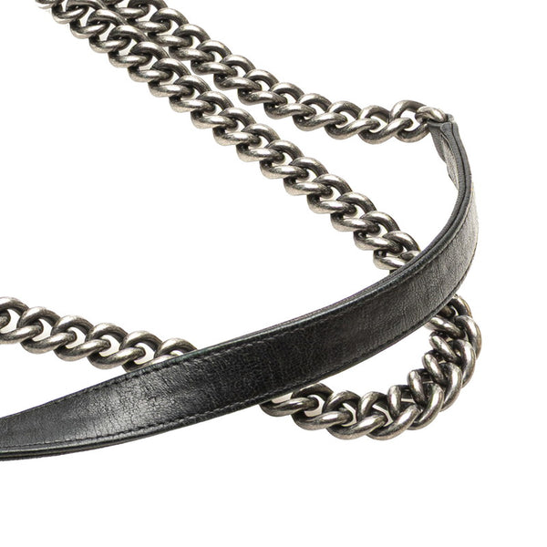 シャネル ボーイシャネル スタッズ チェーン ショルダーバッグ ハンドバッグ A67086 ブラック シルバー レザー レディース CHANEL 【中古】