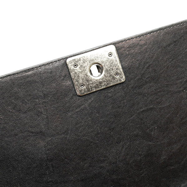 シャネル ボーイシャネル スタッズ チェーン ショルダーバッグ ハンドバッグ A67086 ブラック シルバー レザー レディース CHANEL 【中古】