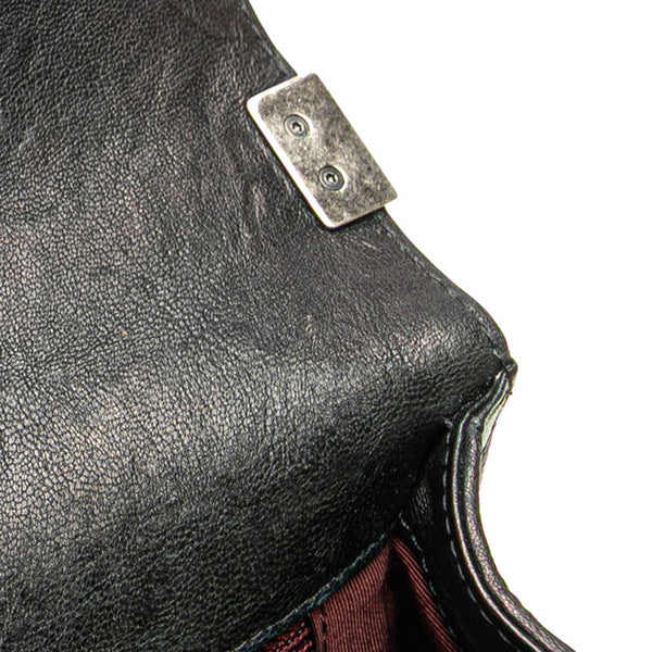 シャネル ボーイシャネル スタッズ チェーン ショルダーバッグ ハンドバッグ A67086 ブラック シルバー レザー レディース CHANEL 【中古】