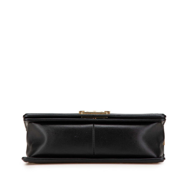 シャネル ボーイシャネル Vステッチ チェーン ショルダーバッグ ハンドバッグ ブラック レザー キャンバス レディース CHANEL 【中古】