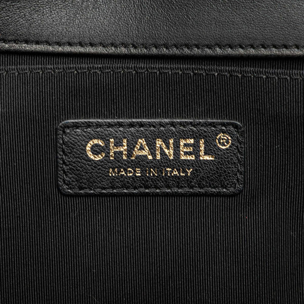 シャネル ボーイシャネル Vステッチ チェーン ショルダーバッグ ハンドバッグ ブラック レザー キャンバス レディース CHANEL 【中古】