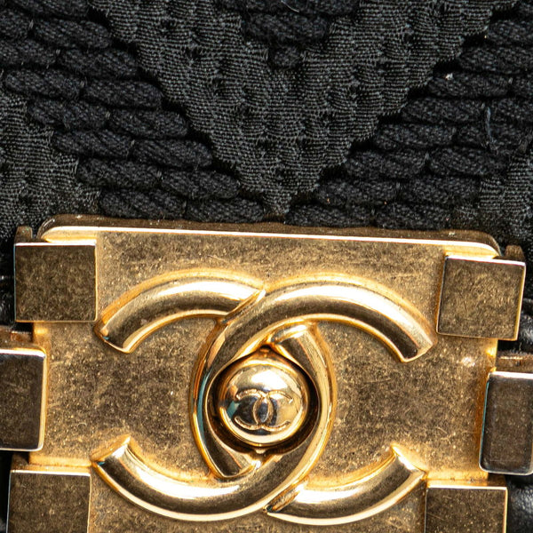 シャネル ボーイシャネル Vステッチ チェーン ショルダーバッグ ハンドバッグ ブラック レザー キャンバス レディース CHANEL 【中古】