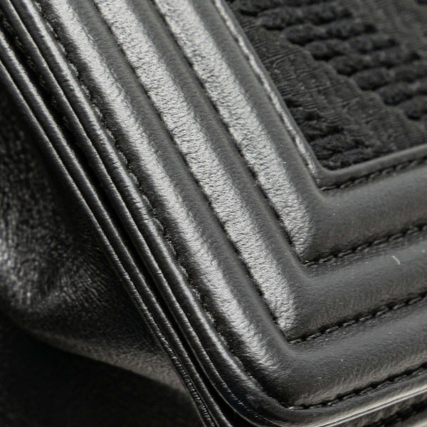 シャネル ボーイシャネル Vステッチ チェーン ショルダーバッグ ハンドバッグ ブラック レザー キャンバス レディース CHANEL 【中古】