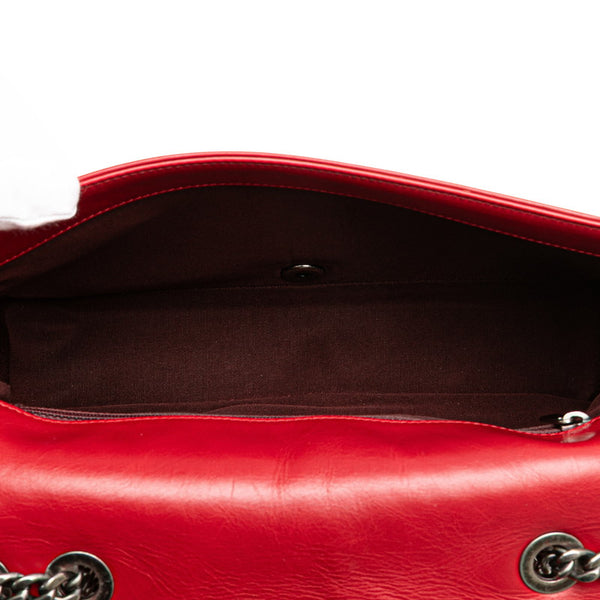 シャネル ボーイシャネル マトラッセ ココマーク チェーン ショルダーバッグ ハンドバッグ レッド ラムスキン レディース CHANEL 【中古】