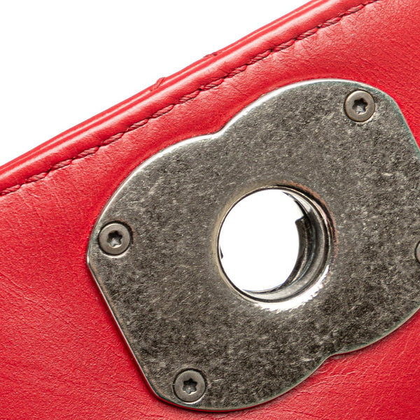 シャネル ボーイシャネル マトラッセ ココマーク チェーン ショルダーバッグ ハンドバッグ レッド ラムスキン レディース CHANEL 【中古】