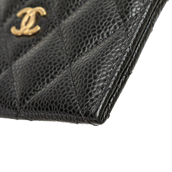 シャネル マトラッセ ココマーク ゴールド金具 クラシック カードケース AP4472 ブラック キャビアスキン レディース CHANEL 【中古】